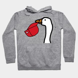 Minimal Portrait Goose Stealing Red Hat Hoodie